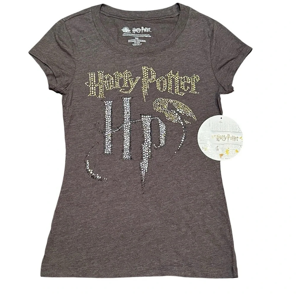 Harry Potter Glitter SZ Small T-shirt Grey Iconic Warner Bros. Universal Studios